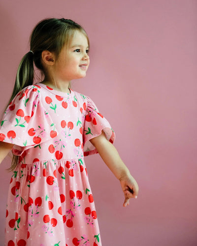 Rock Your Baby - Cherry Polka Short Sleeve Holiday Dress Short Sleeve Dress Rock Your Baby 