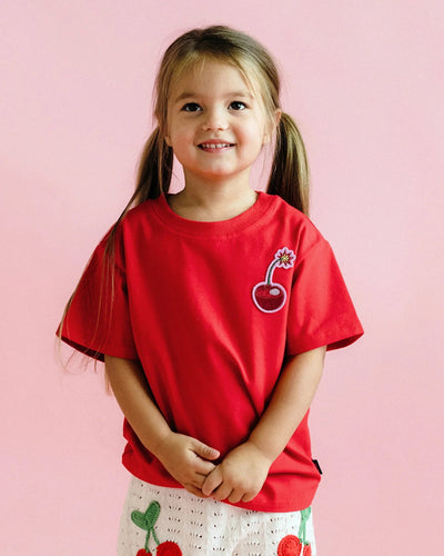 Rock Your Baby - Cherry Red Short Sleeve Boxy Tee Short Sleeve T-Shirt Rock Your Baby 
