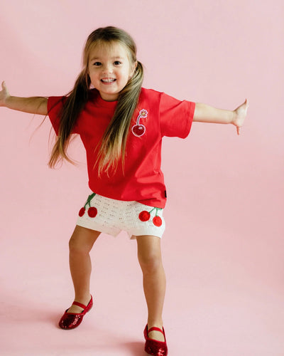 Rock Your Baby - Cherry Red Short Sleeve Boxy Tee Short Sleeve T-Shirt Rock Your Baby 