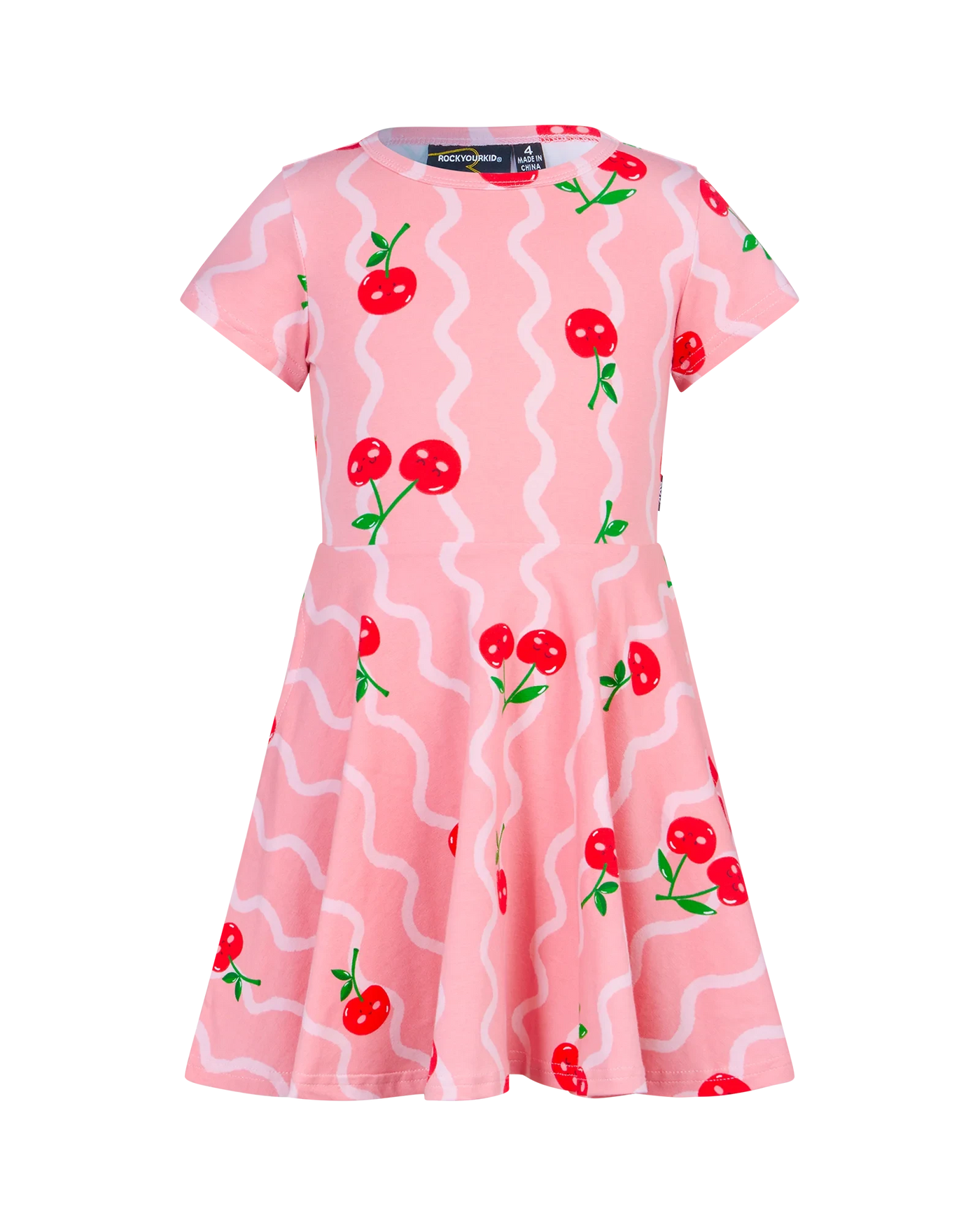Rock Your Baby - Cherry Squiggle Short Sleeve Dress Short Sleeve Dress Rock Your Baby 
