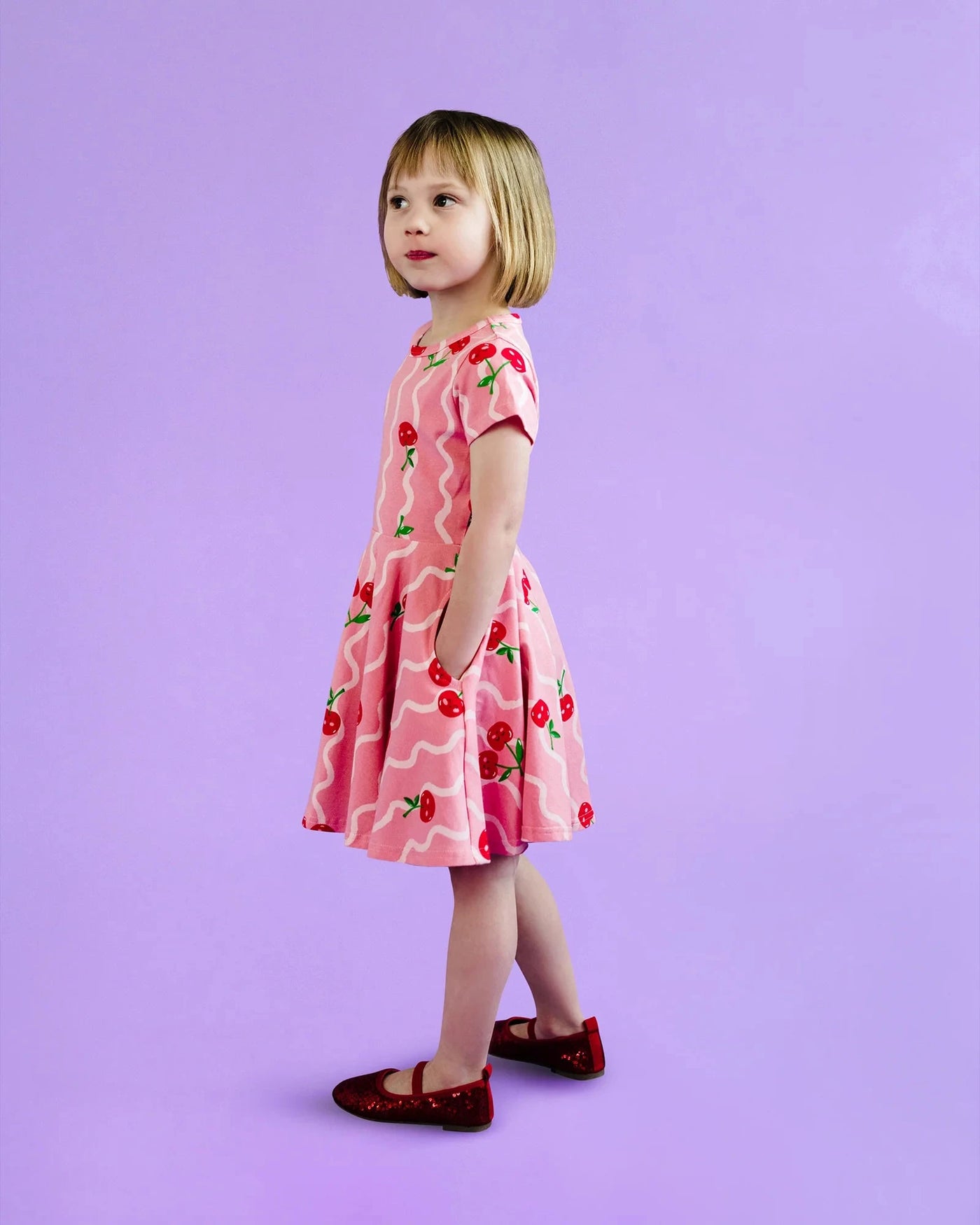 Rock Your Baby - Cherry Squiggle Short Sleeve Dress Short Sleeve Dress Rock Your Baby 