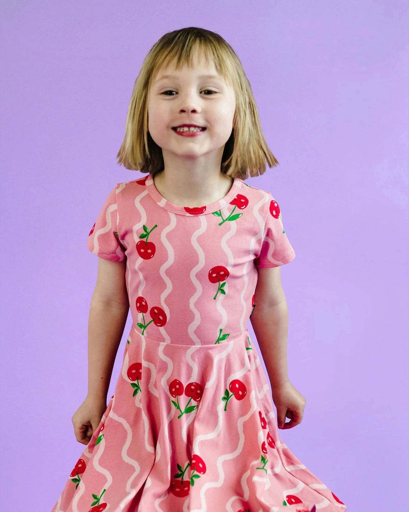 Rock Your Baby - Cherry Squiggle Short Sleeve Dress Short Sleeve Dress Rock Your Baby 