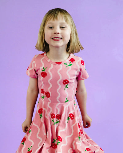 Rock Your Baby - Cherry Squiggle Short Sleeve Dress Short Sleeve Dress Rock Your Baby 