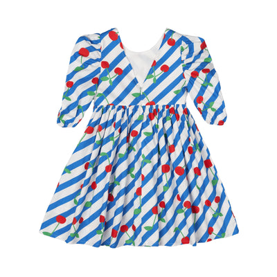 Rock Your Baby - Cherry Stripes Puff Sleeve Dress Short Sleeve Dress Rock Your Baby 