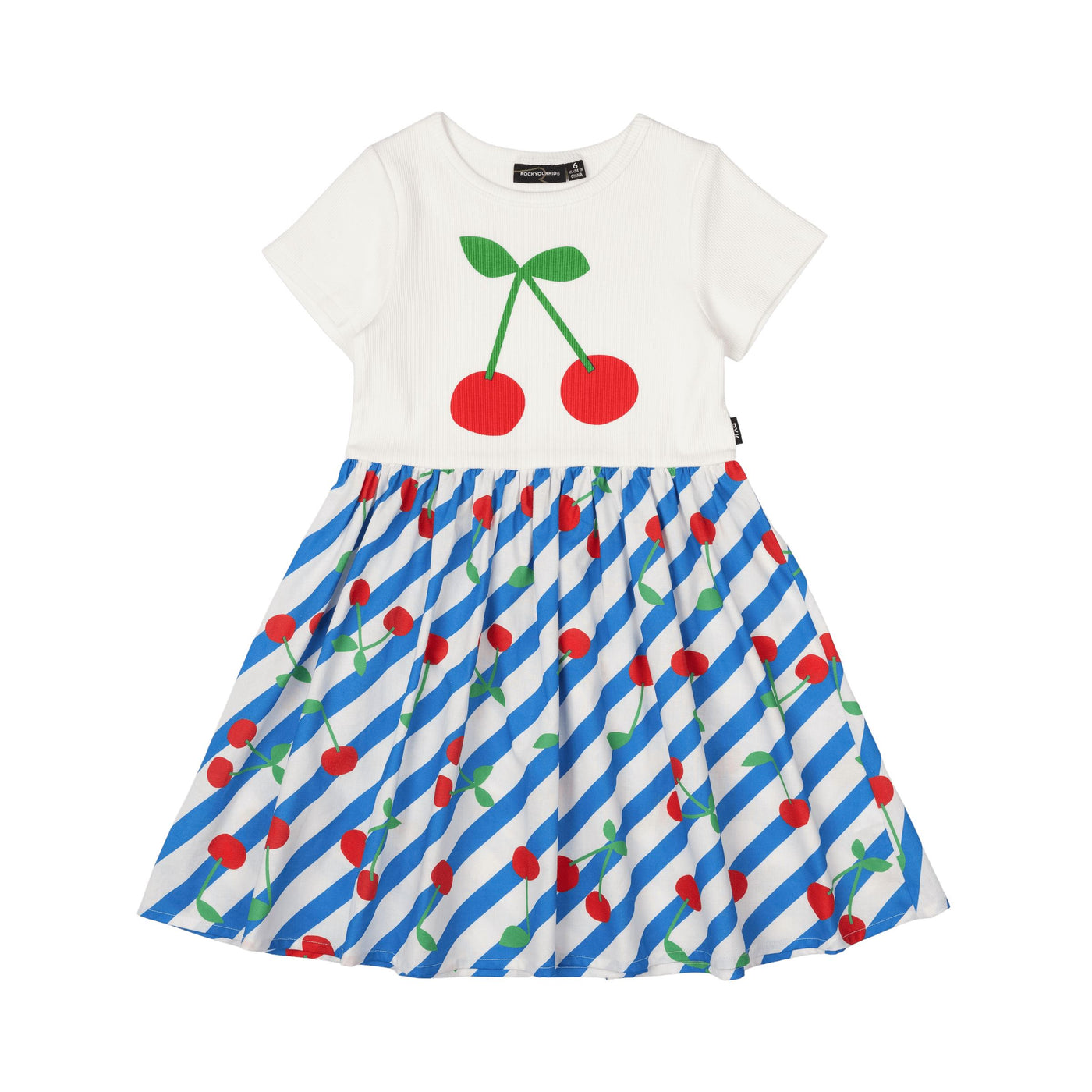 Rock Your Baby - Cherry Stripes T-Shirt Dress Short Sleeve Dress Rock Your Baby 