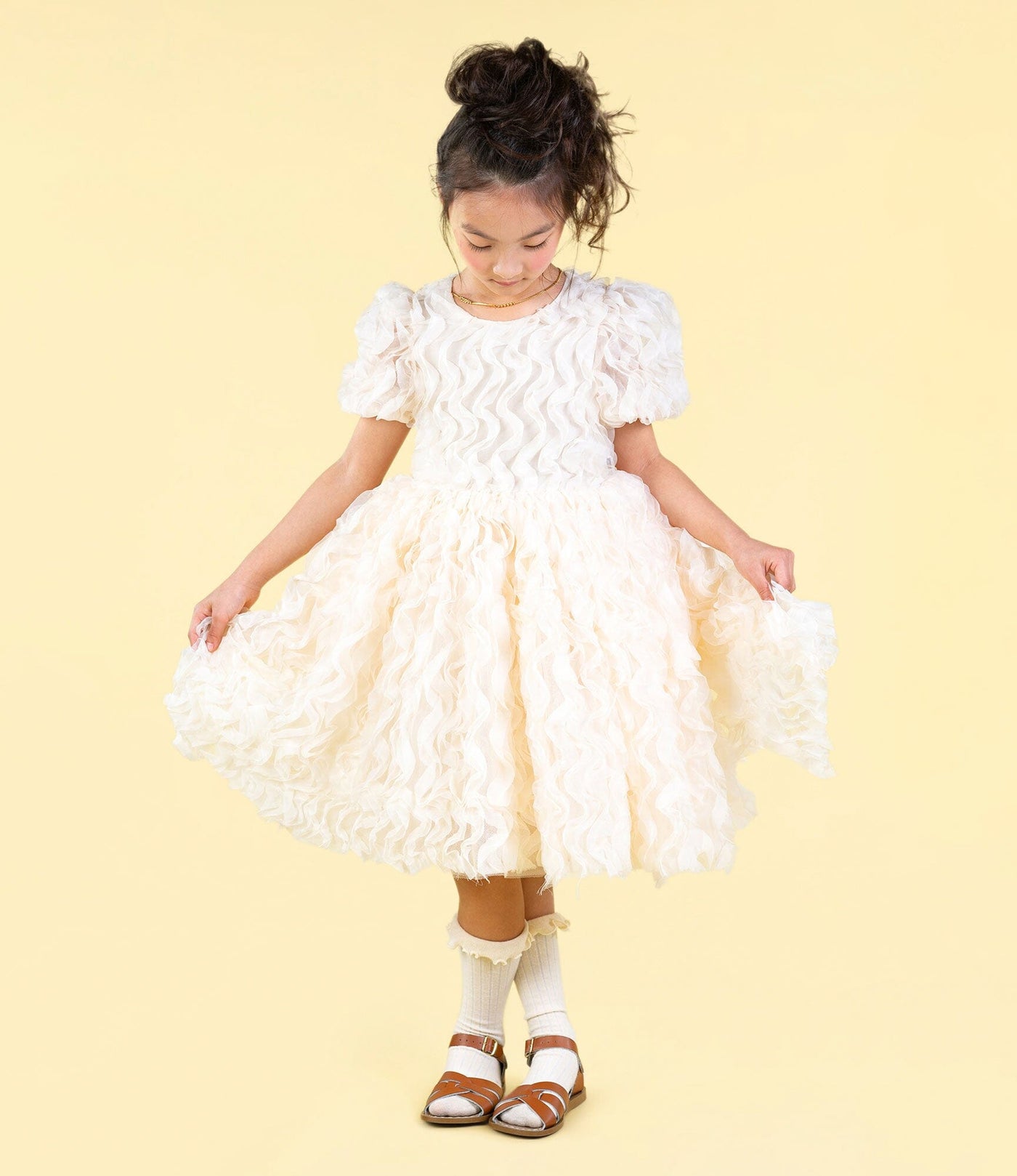 Rock Your Baby - Cream Ruffle Tulle Party Dress Tutu Dress Rock Your Baby 