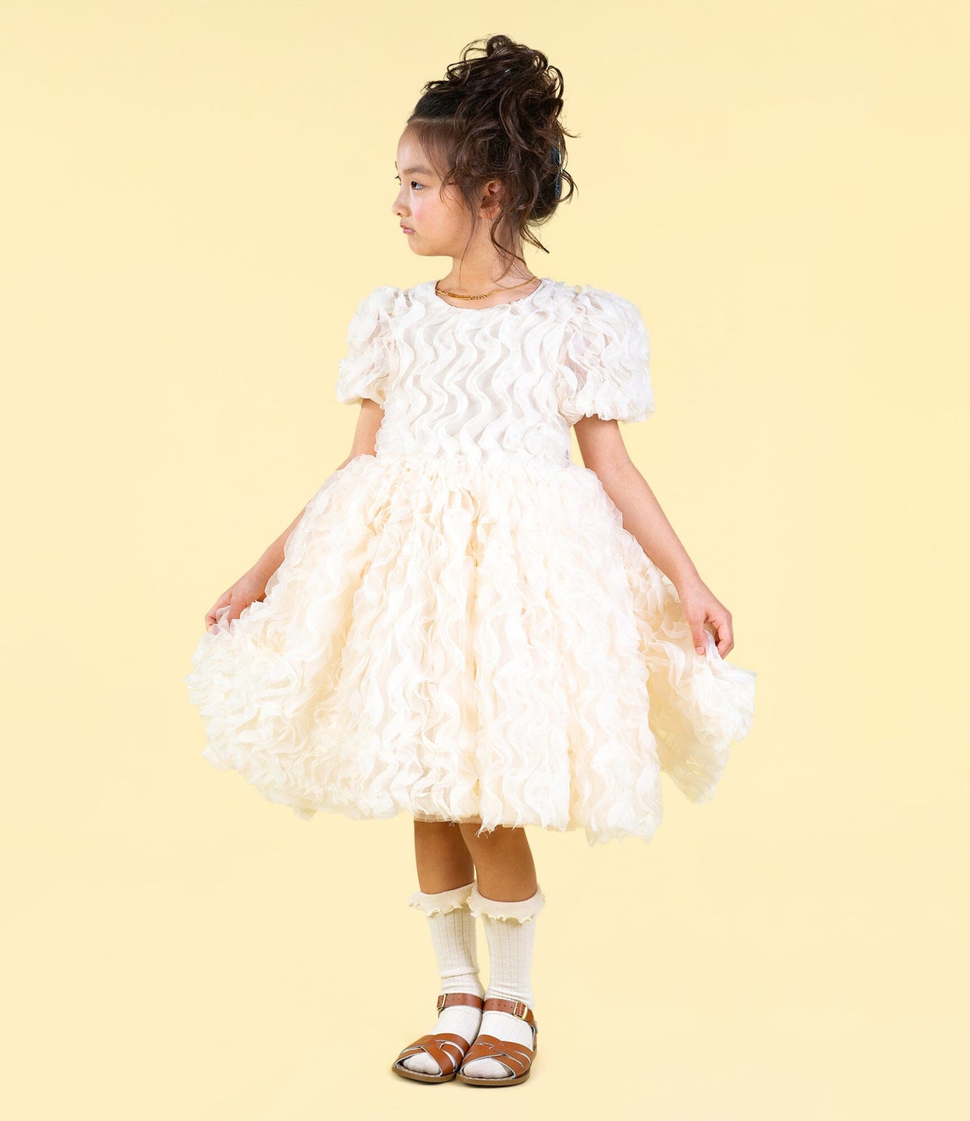 Rock Your Baby - Cream Ruffle Tulle Party Dress Tutu Dress Rock Your Baby 