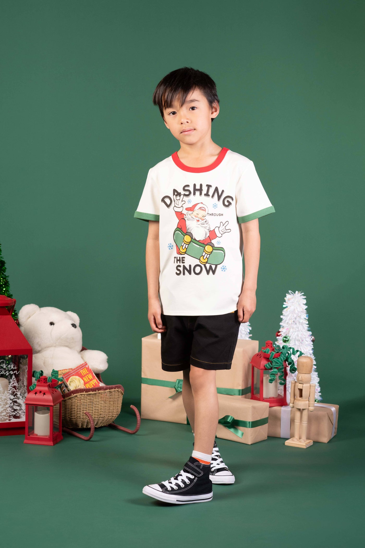 Rock Your Baby - Dashing Through The Snow Ringer Tee Short Sleeve T-Shirt Rock Your Baby 