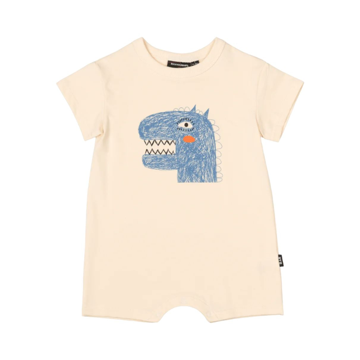 Rock Your Baby - Dino Art Baby Short Romper Romper Rock Your Baby 