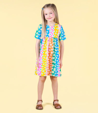 Rock Your Baby - Floral Stripes Dress Short Sleeve Dress Rock Your Baby 