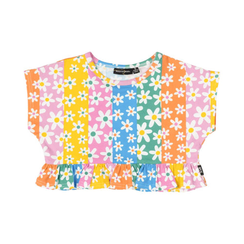 Rock Your Baby - Floral Stripes Frill T-Shirt