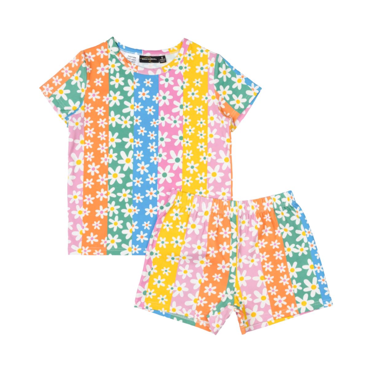 Rock Your Baby - Floral Stripes Pj Set Short Sleeve Pyjamas Rock Your Baby 