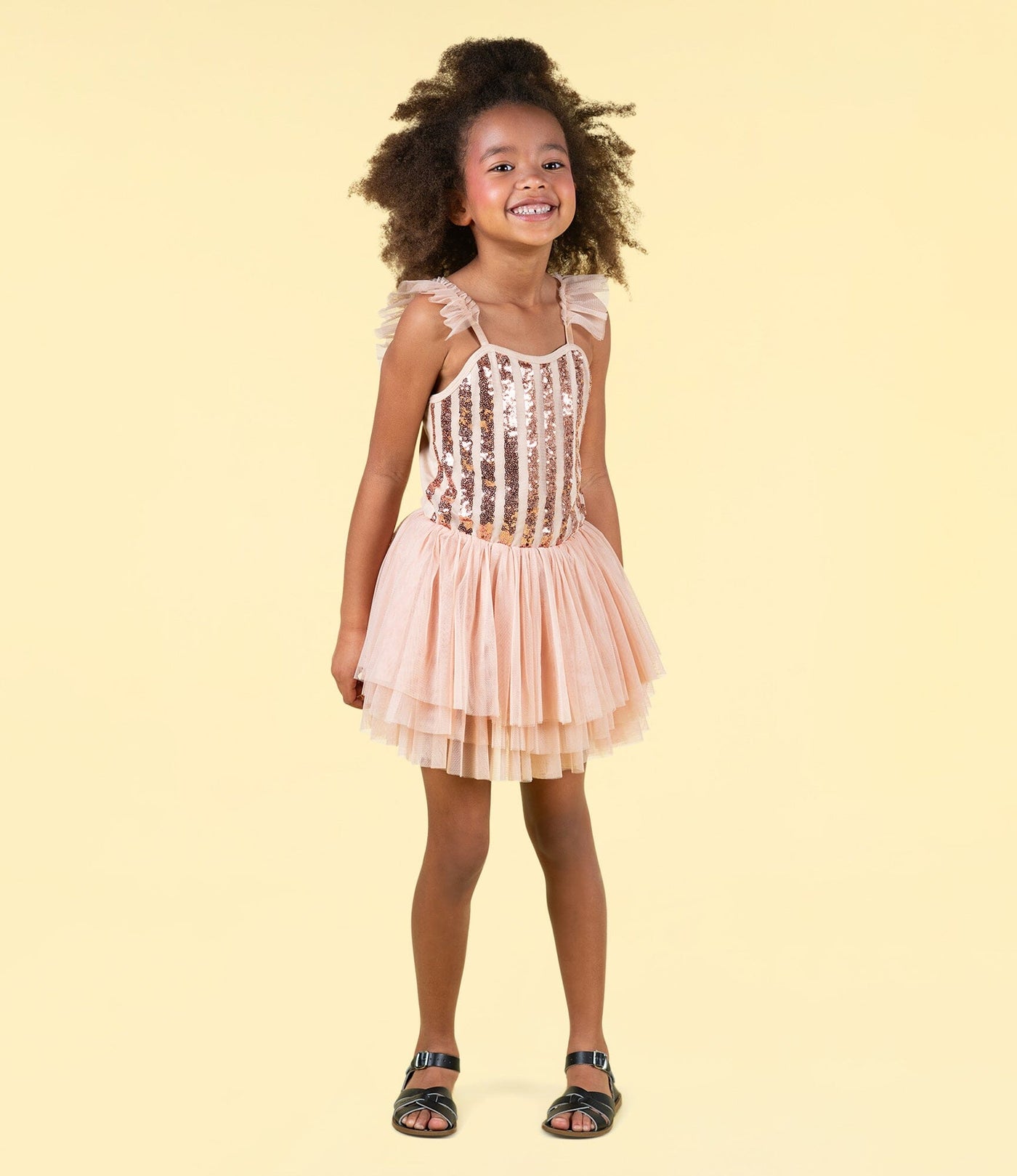 Rock Your Baby - Gold Stripe Sequin Tulle Leotard Dress Leotard Rock Your Baby 