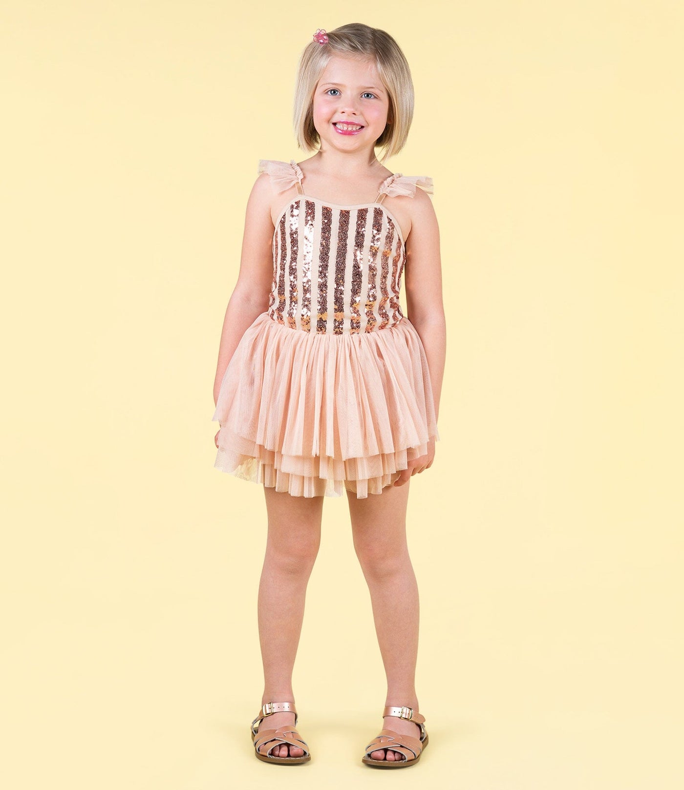 Rock Your Baby - Gold Stripe Sequin Tulle Leotard Dress Leotard Rock Your Baby 