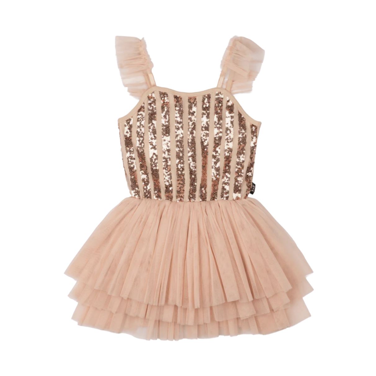 Rock Your Baby - Gold Stripe Sequin Tulle Leotard Dress Leotard Rock Your Baby 