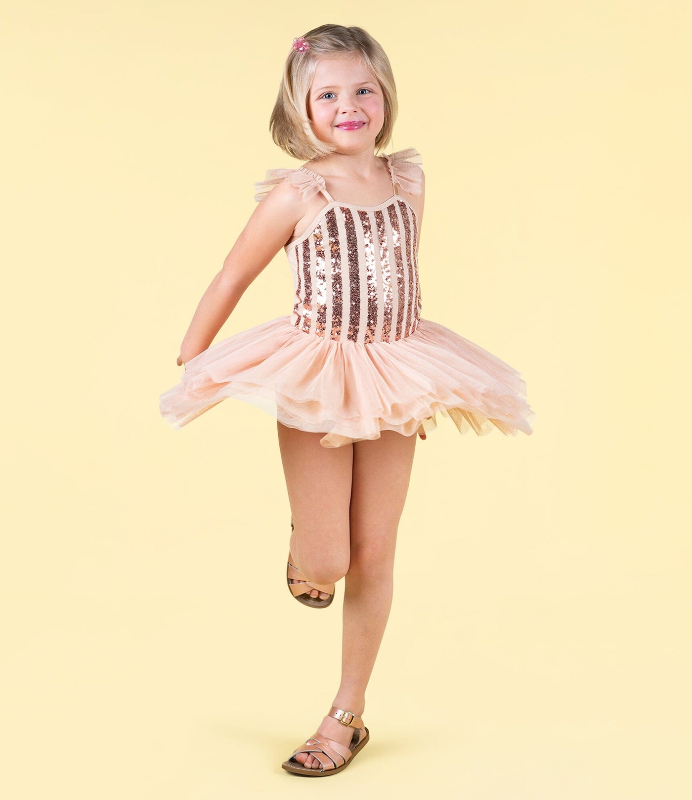 Rock Your Baby - Gold Stripe Sequin Tulle Leotard Dress Leotard Rock Your Baby 