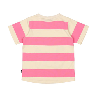 Rock Your Baby Happy Flower T-Shirt - Pink/Cream Stripe Short Sleeve T-Shirt Rock Your Baby 