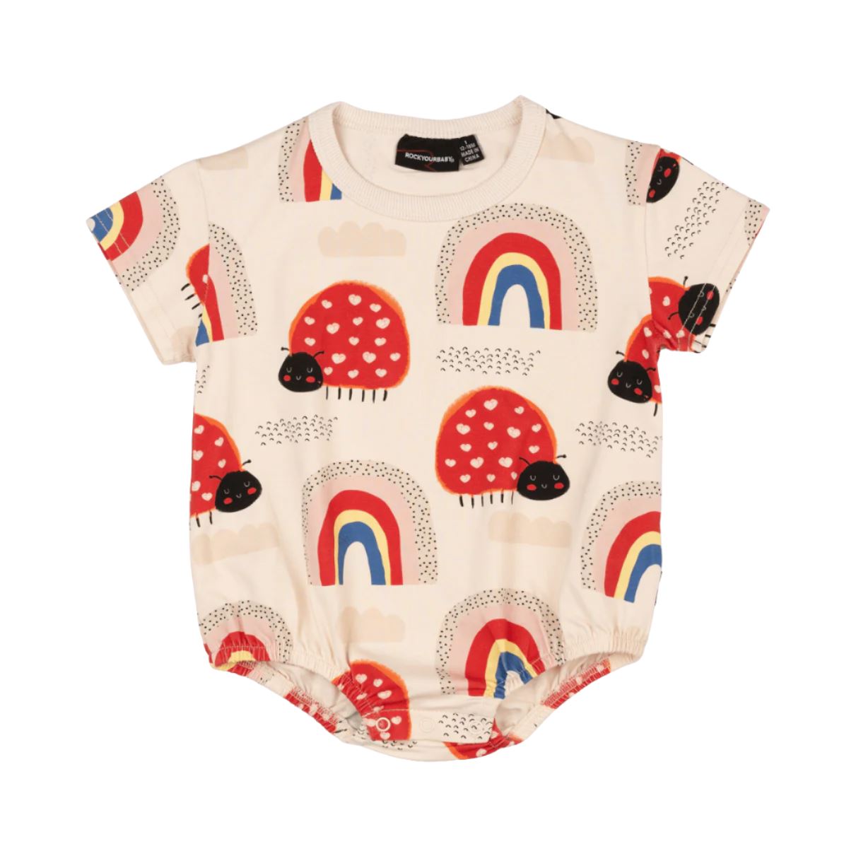 Rock Your Baby - Love Bug Rainbow Oversized Baby Bodysuit Bodysuit Rock Your Baby 