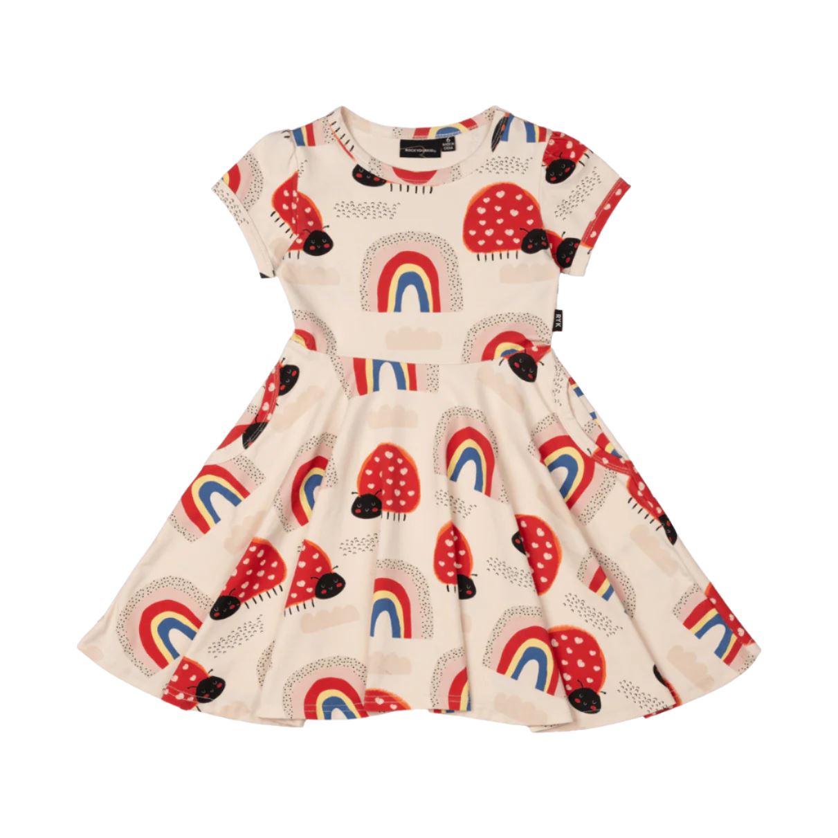 Rock Your Baby - Love Bug Rainbow Waisted Dress Short Sleeve Dress Rock Your Baby 