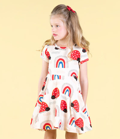 Rock Your Baby - Love Bug Rainbow Waisted Dress Short Sleeve Dress Rock Your Baby 