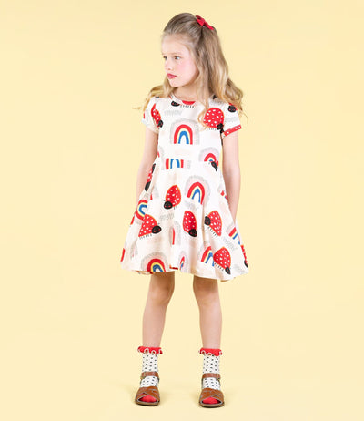 Rock Your Baby - Love Bug Rainbow Waisted Dress Short Sleeve Dress Rock Your Baby 