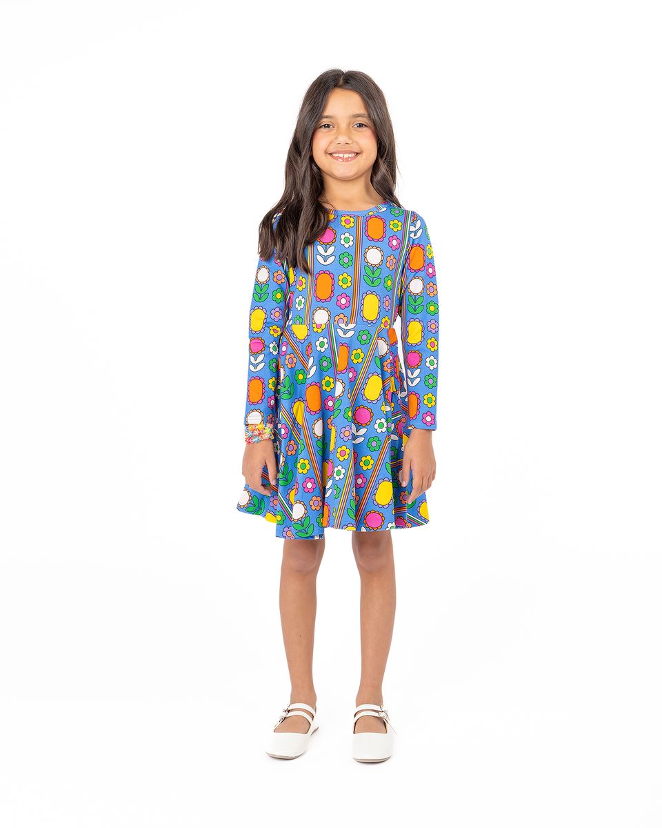 Rock Your Baby - Nordic Floral Long Sleeve Waisted Dress Long Sleeve Dress Rock Your Baby 