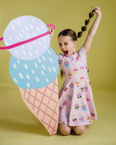 Rock Your Baby - Pastel Scoop Short Sleeve Waisted Dress Short Sleeve Dress Rock Your Baby 