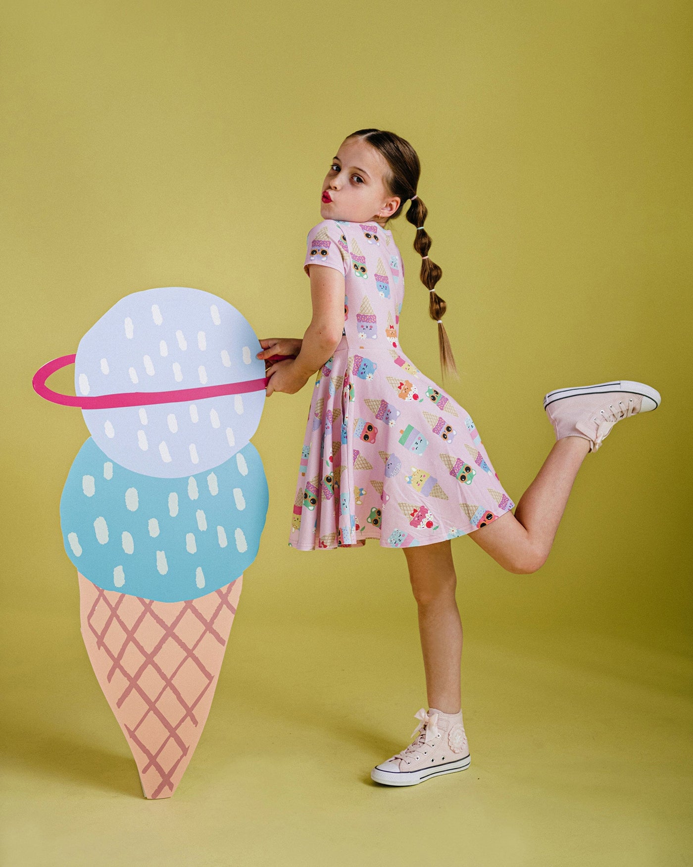 Rock Your Baby - Pastel Scoop Short Sleeve Waisted Dress Short Sleeve Dress Rock Your Baby 