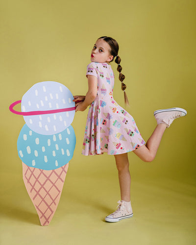 Rock Your Baby - Pastel Scoop Short Sleeve Waisted Dress Short Sleeve Dress Rock Your Baby 