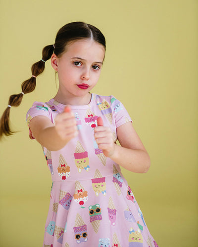 Rock Your Baby - Pastel Scoop Short Sleeve Waisted Dress Short Sleeve Dress Rock Your Baby 