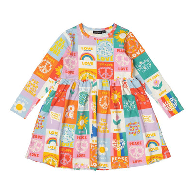 Rock Your Baby Peace & Love Ls Dress Long Sleeve Dress Rock Your Baby 