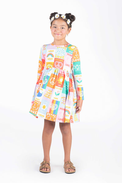 Rock Your Baby Peace & Love Ls Dress Long Sleeve Dress Rock Your Baby 