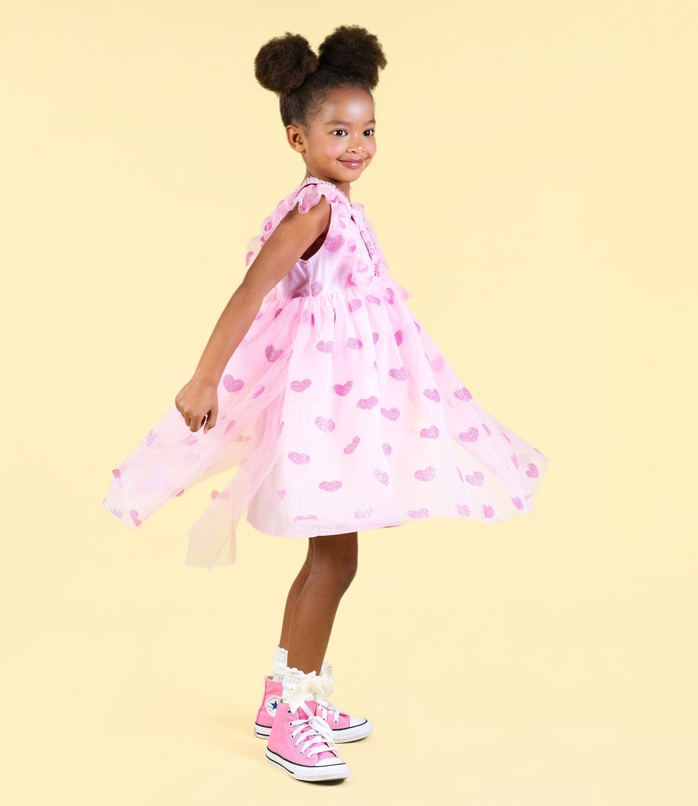 Rock Your Baby - Pink Glitter Heart Tulle Dress Tutu Dress Rock Your Baby 