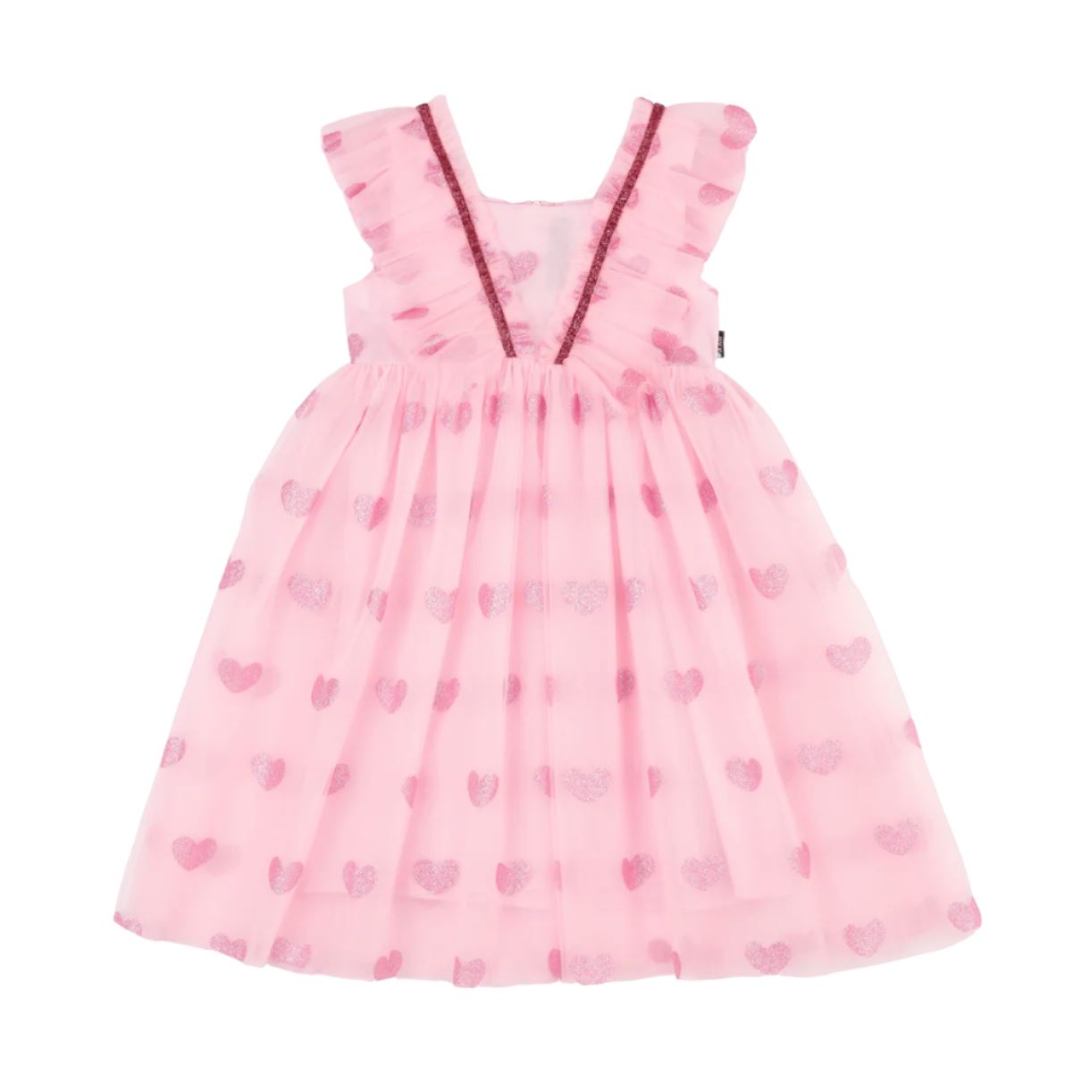 Rock Your Baby - Pink Glitter Heart Tulle Dress Tutu Dress Rock Your Baby 