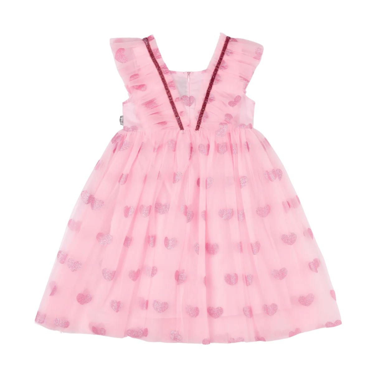 Rock Your Baby - Pink Glitter Heart Tulle Dress Tutu Dress Rock Your Baby 