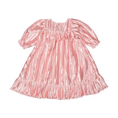 Rock Your Baby - Pink Pleated Metallic Dress Short Sleeve Dress Rock Your Baby 