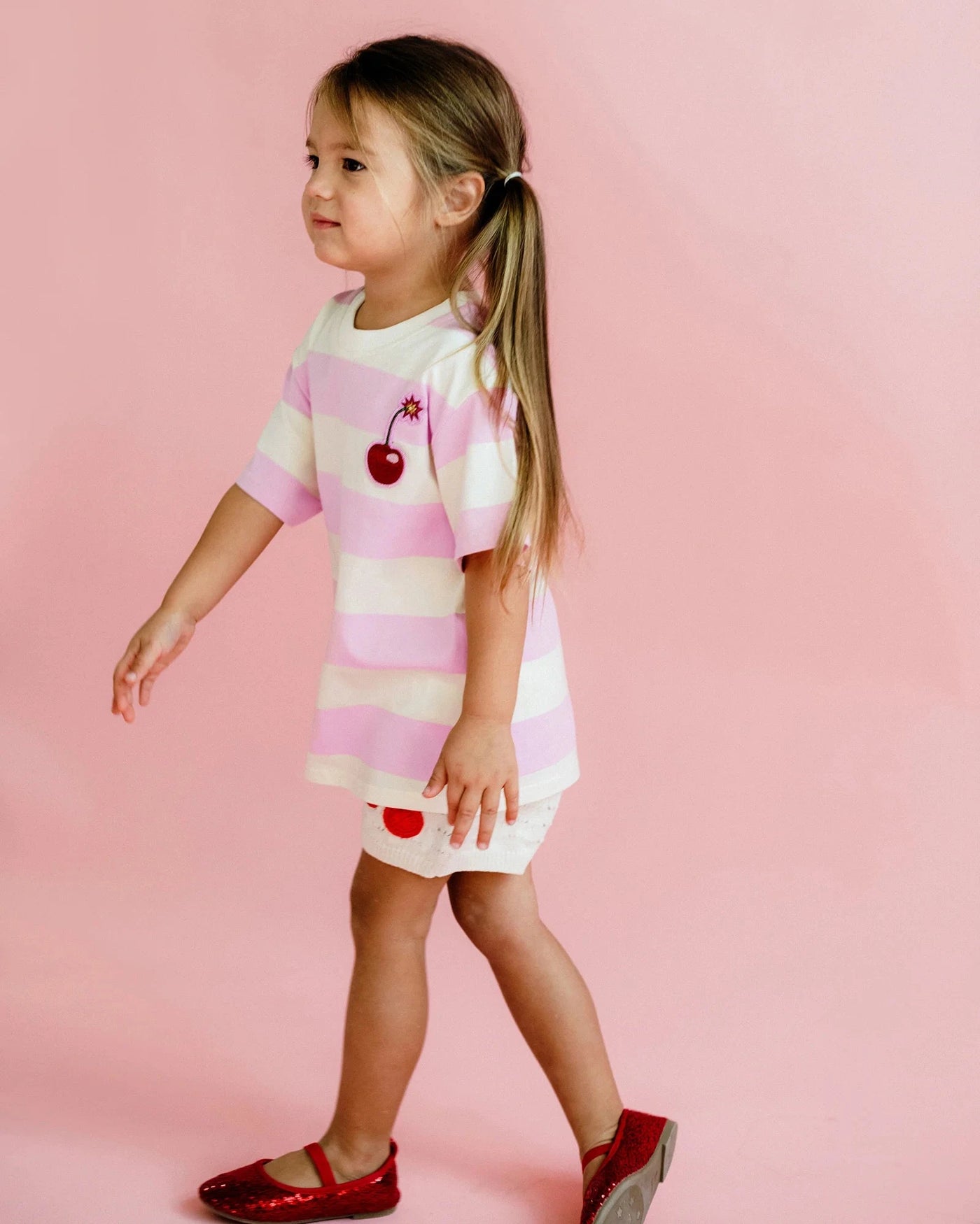 Rock Your Baby - Pink Stripe Short Sleeve Boxy Tee Short Sleeve T-Shirt Rock Your Baby 