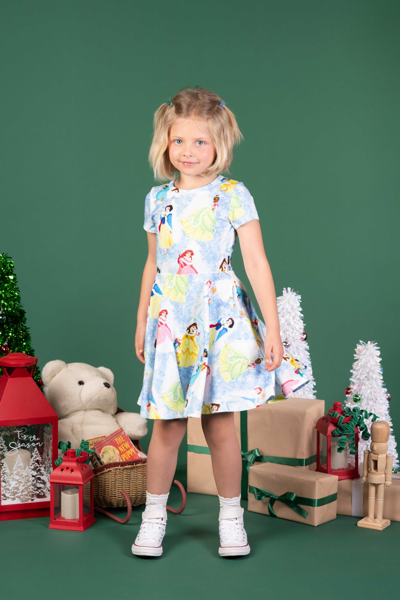 Rock Your Baby - Princess Christmas Sparkle Waisted Dress Short Sleeve Dress Rock Your Baby 