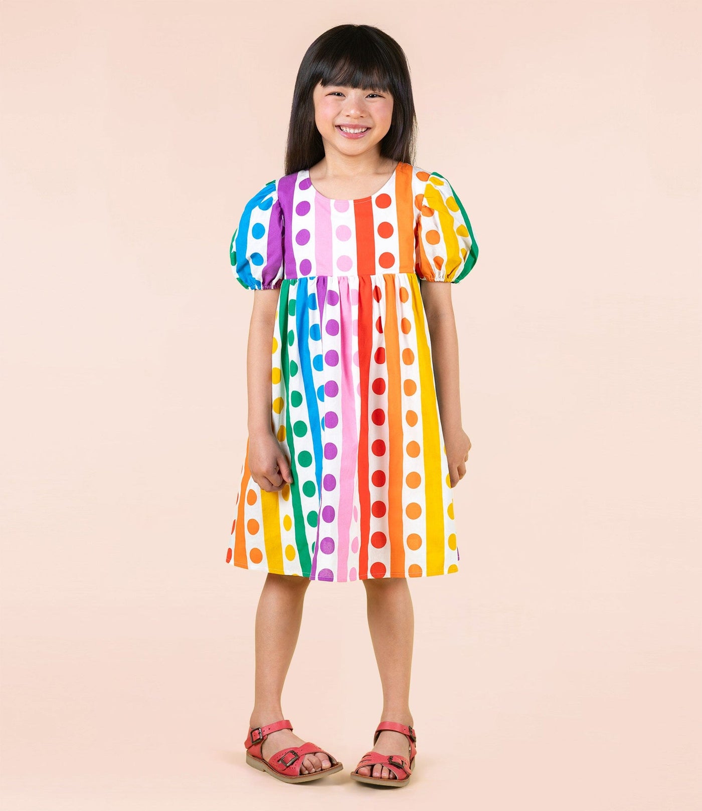 Rock Your Baby - Rainbow Drops Puff Sleeve Dress Short Sleeve Dress Rock Your Baby 