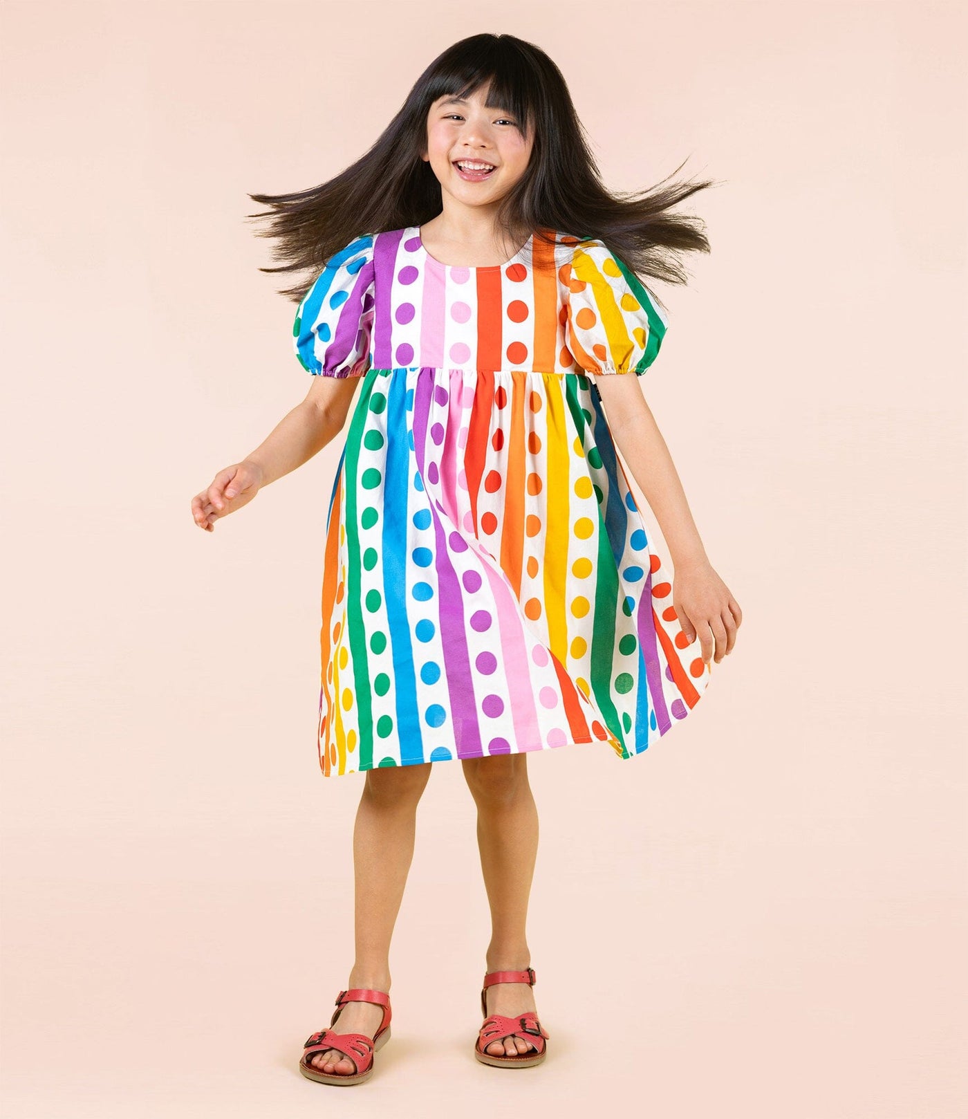 Rock Your Baby - Rainbow Drops Puff Sleeve Dress Short Sleeve Dress Rock Your Baby 