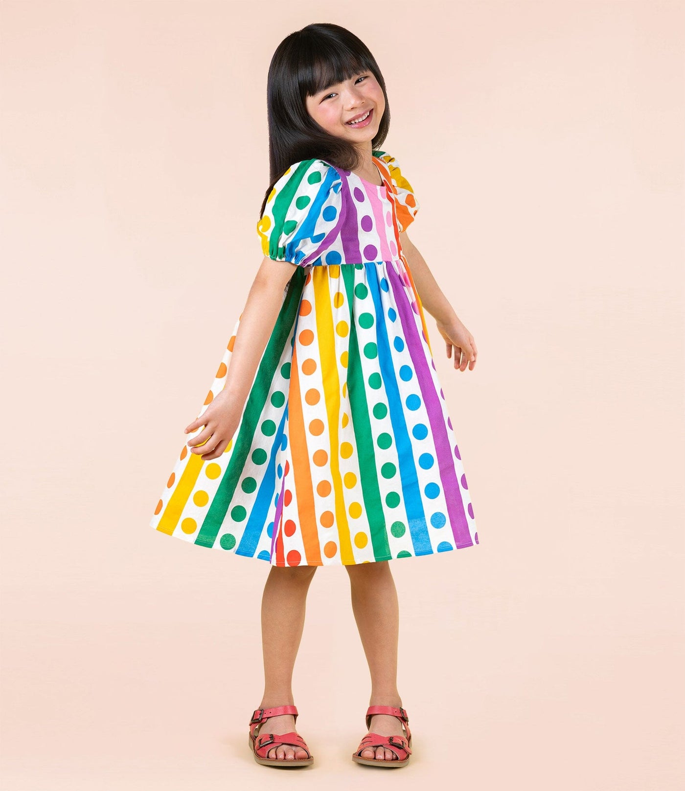 Rock Your Baby - Rainbow Drops Puff Sleeve Dress Short Sleeve Dress Rock Your Baby 