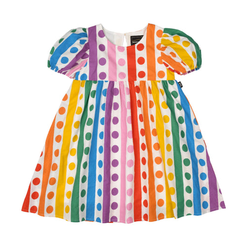 Rock Your Baby - Rainbow Drops Puff Sleeve Dress