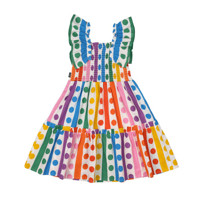 Rock Your Baby - Rainbow Drops Shirred Dress Sleeveless Dress Rock Your Baby 