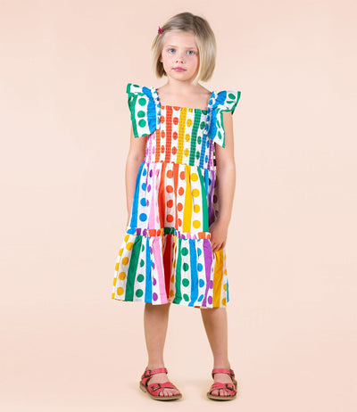 Rock Your Baby - Rainbow Drops Shirred Dress Sleeveless Dress Rock Your Baby 