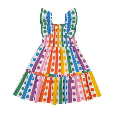 Rock Your Baby - Rainbow Drops Shirred Dress Sleeveless Dress Rock Your Baby 