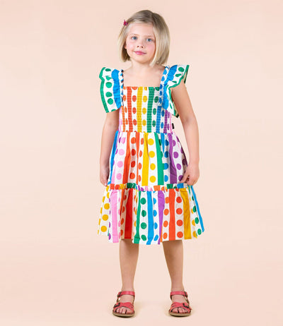 Rock Your Baby - Rainbow Drops Shirred Dress Sleeveless Dress Rock Your Baby 