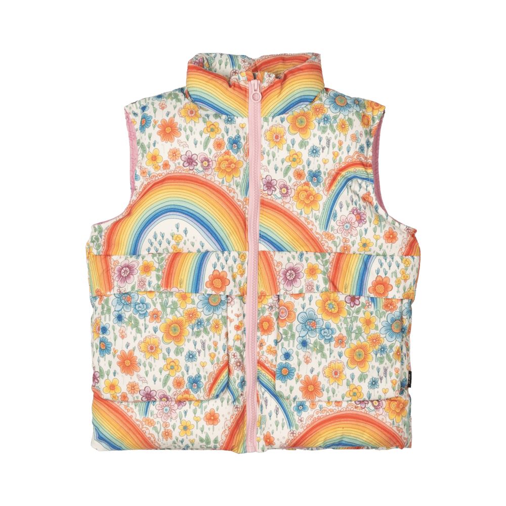 Rock Your Baby Rainbow Floral Padded Vest With Lining Vest Rock Your Baby 