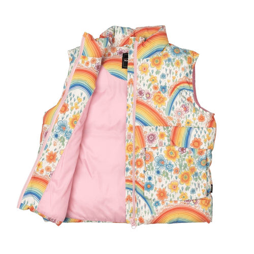Rock Your Baby - Rainbow Floral Padded Vest With Lining