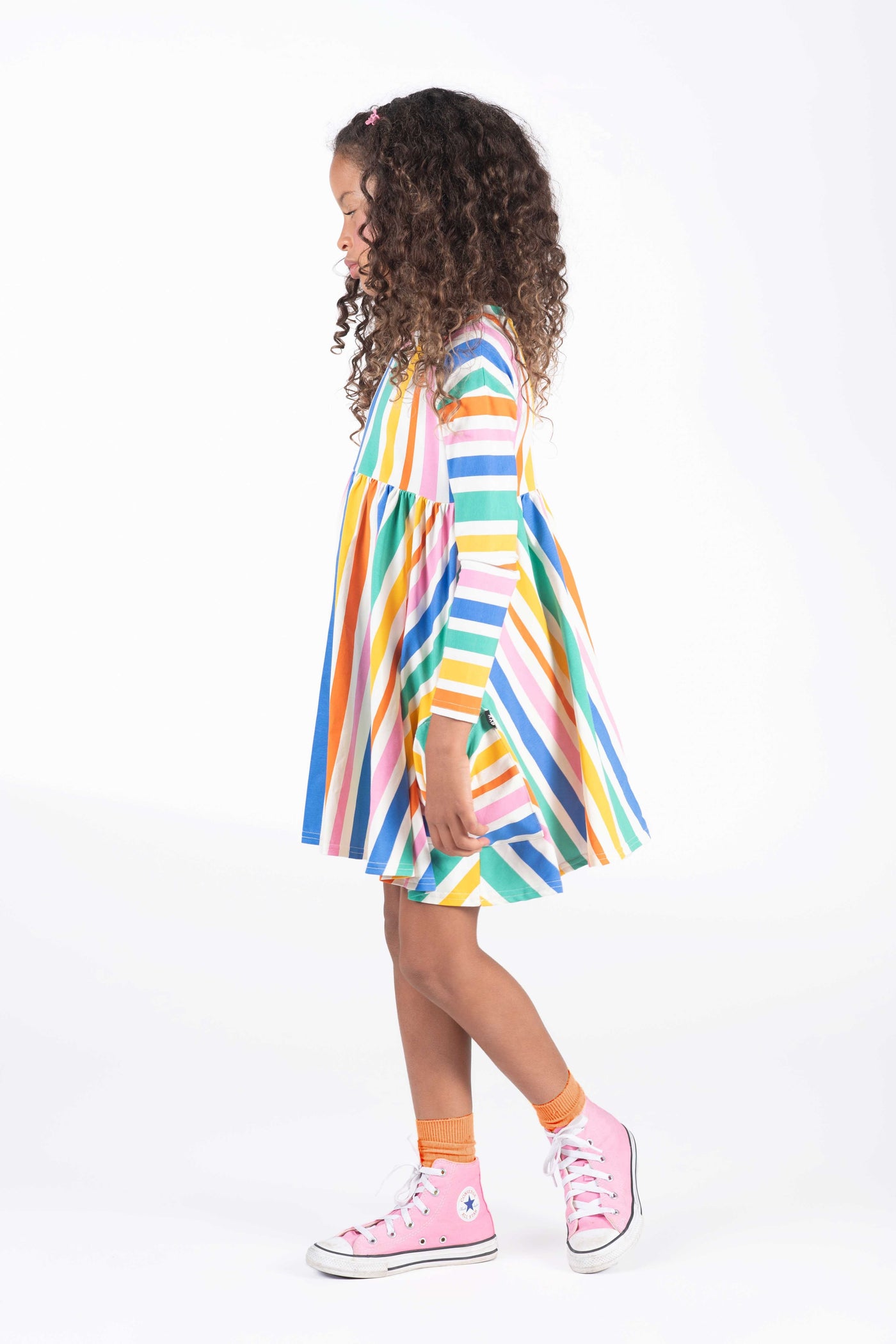Rock Your Baby Rainbow Stripes Dress Long Sleeve Dress Rock Your Baby 
