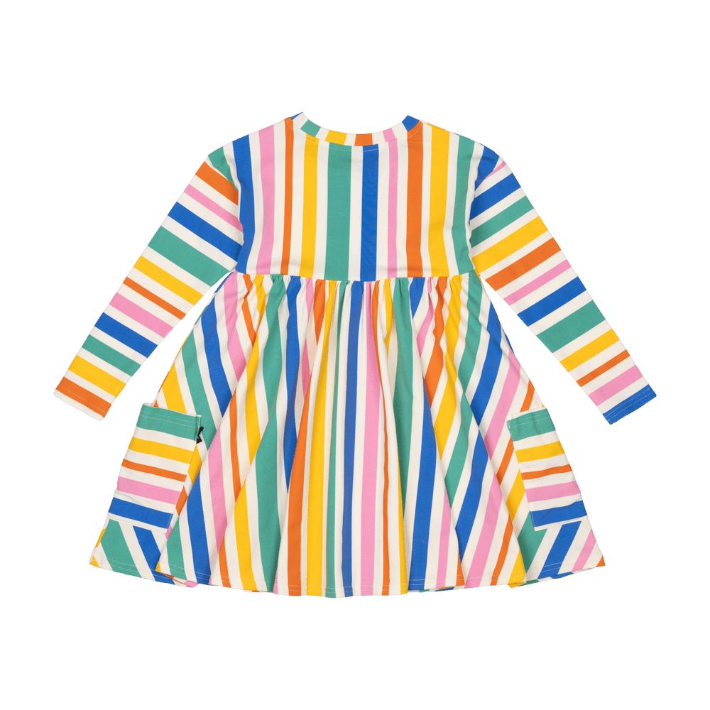 Rock Your Baby Rainbow Stripes Dress Long Sleeve Dress Rock Your Baby 